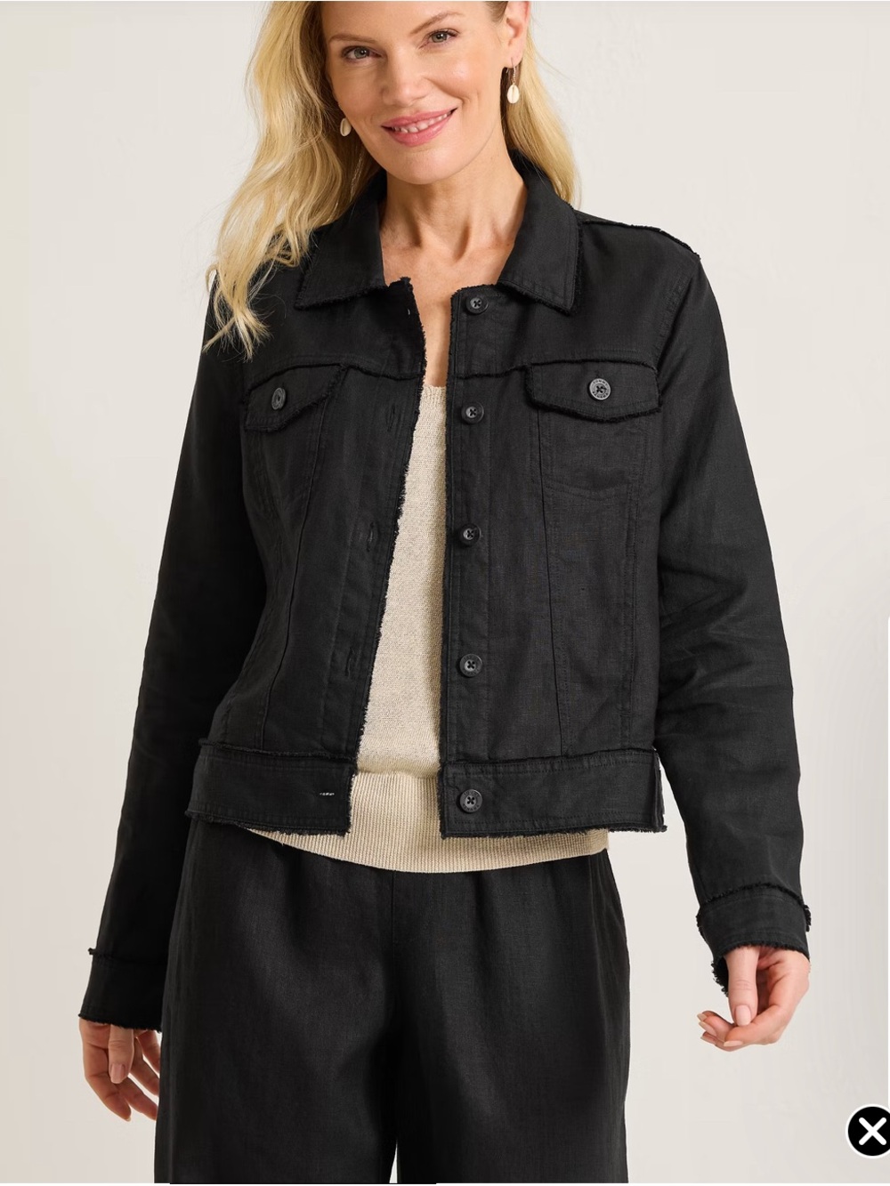 Tommy Bahama Black Linen Raw Edge Jacket